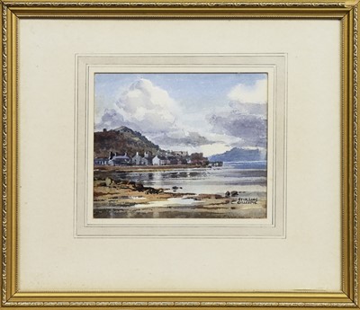 Lot 100 - A CORNER OF LOCH FYNE, A WATERCOLOUR BY STIRLING GILLESPIE