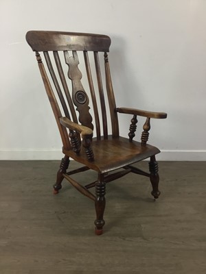 Lot 463 - A VICTORIAN KITCHEN ARMCHAIR