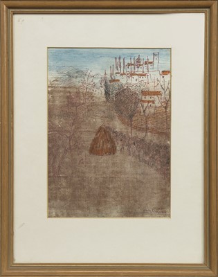 Lot 140 - BARGA FROM ALBIANO, AN INK AND WASH BY CARLO ROSSI