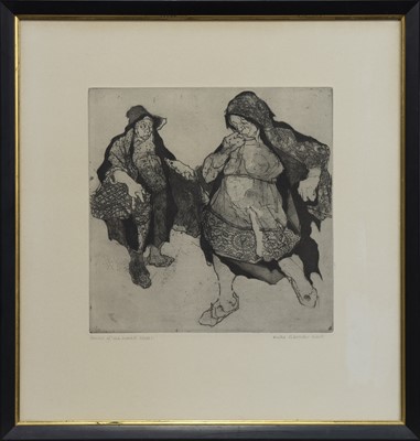 Lot 136 - WOMEN OF THE MARKET PLACE, AN ETCHING BY ANDA PATERSON
