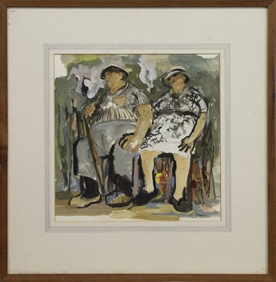 Lot 134 - OLD COUPLE, A MIXED MEDIA BY CONSTANCE STUBBS