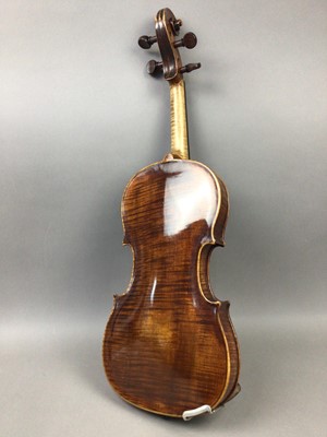 Lot 632 - A FULL SIZE BOHEMIAN VIOLIN WITH REPAIR LABEL FOR B. PATOKA