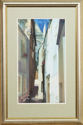 Lot 127 - RUE DES HERBES, CHARTRES, A WATERCOLOUR BY JACK FIRTH