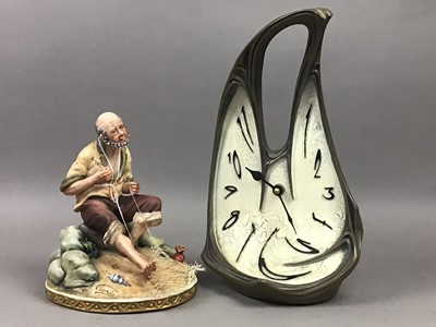 Lot 478 - AN ANSTEY & WILSON OF ENGLAND CLOCK, TWO OTHER CLOCKS, A MIRROR AND FIGURE