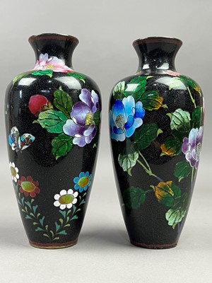 Lot 482 - A PAIR OF CLOISONNE VASES