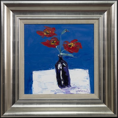 Lot 215 - POPPIES IN A BOTTLE, AN OIL BY JOLOMO