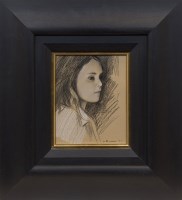 Lot 88 - * GERARD BURNS, YOUNG GIRL charcoal and chalk...