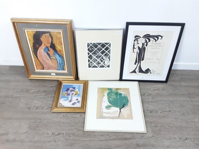 Lot 522 - HANNAH FRANK EXHIBITION POSTER AND FOUR FURTHER DECORATIVE PICTURES