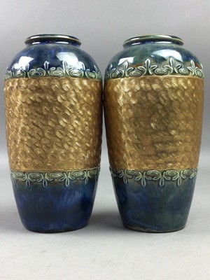 Lot 530 - A PAIR OF ROYAL DOULTON STONEWARE VASES