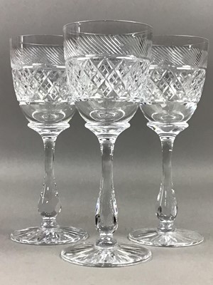 Lot 541 - A SET OF SIX CRYSTAL WINE GLASSES AND OTHER CRYSTAL