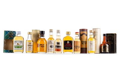 Lot 107 - 9 ASSORTED WHISKY MINIATURES - INCLUDING TALISKER 100° PROOF GORDON & MACPHAIL