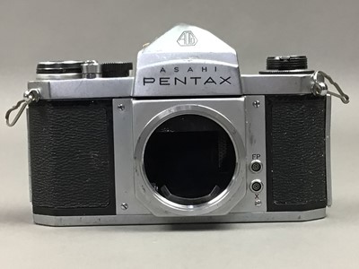 Lot 515 - AN ASAHI PENTAX CAMERA, VARIOUS CERAMICS AND CAST IRON NUMBERS