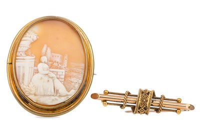 Lot 538 - A CAMEO BROOCH AND ONE OTHER