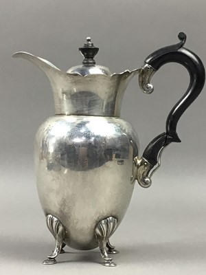 Lot 520 - A SILVER JUG, SILVER PLATED TOAST RACK AND A TRAY