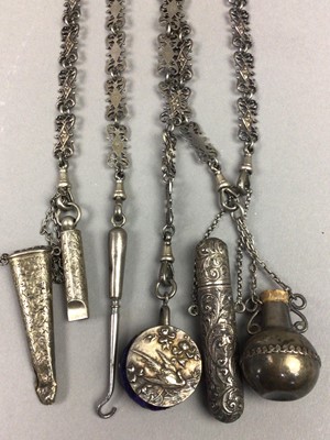 Lot 557 - VICTORIAN SILVER CHATELAINE