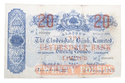 Lot 33 - THE CLYDESDALE BANK TWENTY POUND NOTE DATED 1944