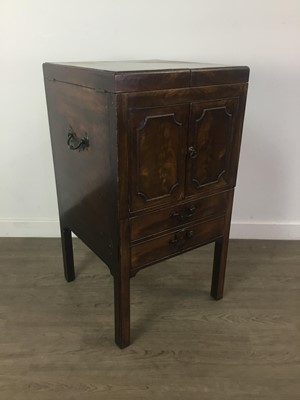 Lot 611 - A MAHOGANY COMMODE OF GEORGE III DESIGN