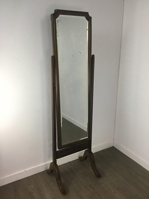 Lot 612 - A MAHOGANY CHEVAL MIRROR