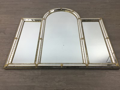 Lot 654 - AN OVERMANTEL MIRROR AND WALL MIRROR