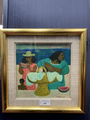 Lot 202 - MELON VENDOR, AN OIL BY ALBERTO MORROCCO