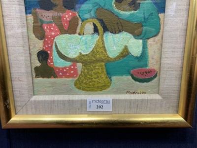 Lot 202 - MELON VENDOR, AN OIL BY ALBERTO MORROCCO