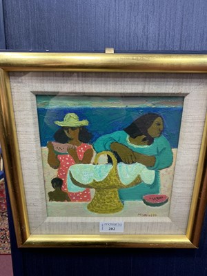 Lot 202 - MELON VENDOR, AN OIL BY ALBERTO MORROCCO