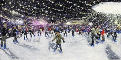 Lot 114 - WINTER WONDERLAND, HYDE PARK, AN ACRYLIC BY ANDREW MACARA