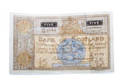 Lot 38 - THE BANK OF SCOTLAND FIVE POUND NOTE DATED 1960