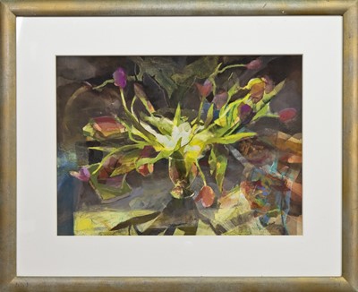 Lot 185 - TULIPS, A WATERCOLOUR BY HAZEL NAGEL