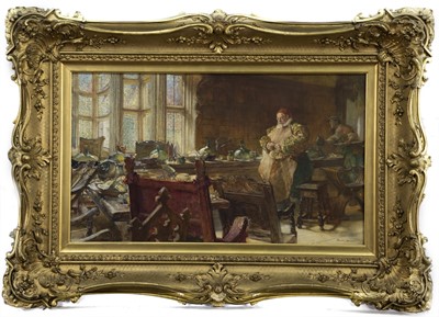 Lot 341 - THE DOUBTFUL COIN, A WATERCOLOUR BY EDGAR BUNDY