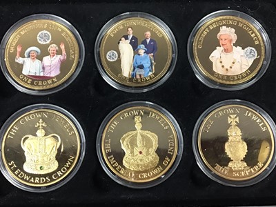 Lot 668 - TWELVE ROYAL FAMILY GILDED COMMEMORATIVE COINS