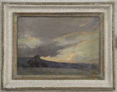 Lot 356 - SUNSET, AN OIL BY ROBERT RUSSELL MACNEE