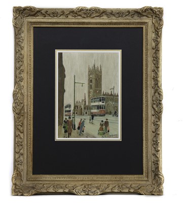 Lot 201 - MANCHESTER CATHEDRAL, AN OIL BY ARTHUR DELANEY