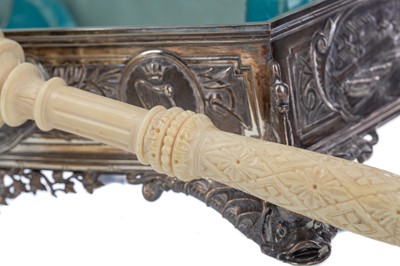 Lot 737 - HISTORICALLY IMPORTANT IVORY LAUNCHING MALLET AND SILVER CASKET FOR THE R.M.S. EMPRESS OF IRELAND