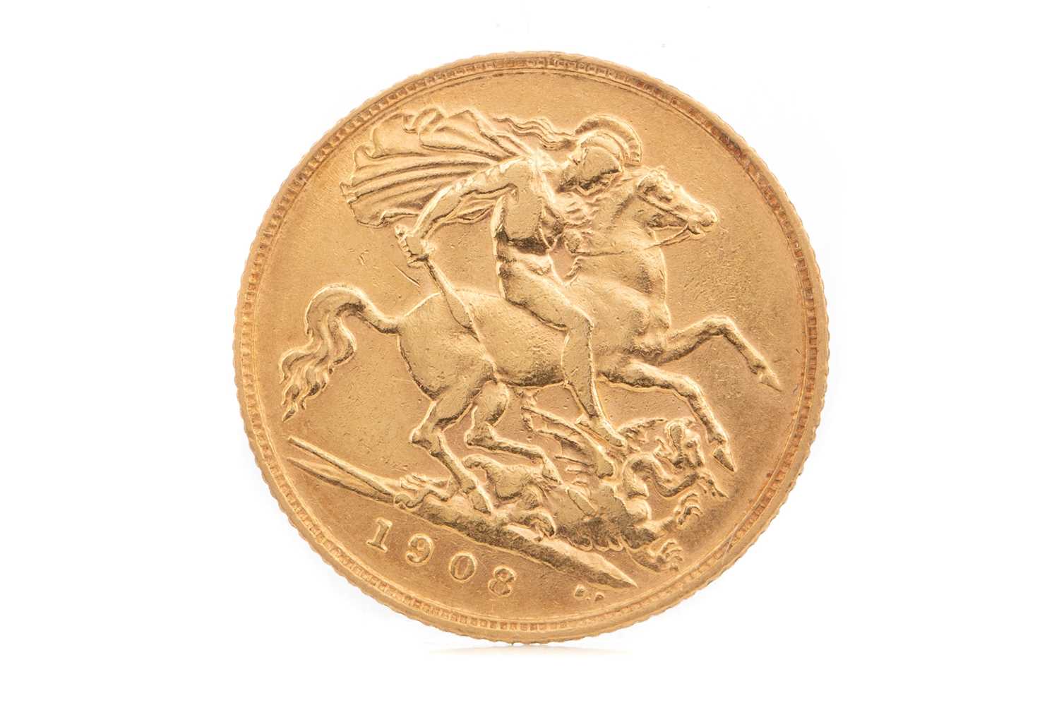 Lot 40 - AN  EDWARD VII GOLD HALF SOVEREIGN DATED 1908