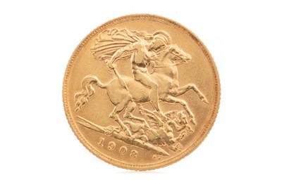 Lot 40 - AN  EDWARD VII GOLD HALF SOVEREIGN DATED 1908