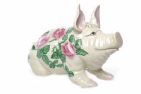 Lot 816 - LARGE WEMYSS STYLE PIG decorated with roses...