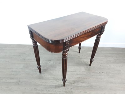 Lot 626 - A VICTORIAN MAHOGANY FOLD OVER TEA TABLE