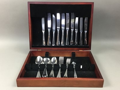 Lot 632 - A MAHOGANY PART CANTEEN OF CUTLERY AND OTHER FLATWARE