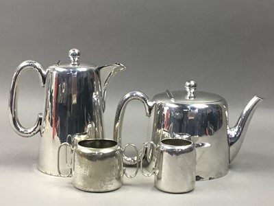 Lot 635 - A SILVER PLATED PART TEA SERVICE AND OTHER SILVER PLATED AND PEWTER ITEMS