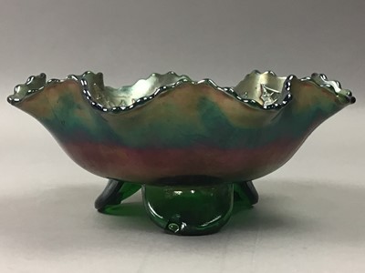 Lot 57 - A LOT OF TWO CARNIVAL GLASS BOWLS AND PAPERWEIGHTS