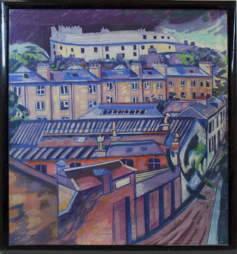 Lot 123 - * CAMPBELL SMITH, ROOFTOPS pastel on paper,...