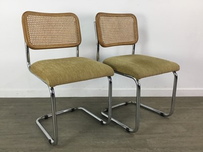 Lot 277 - ATTRIBUTED TO MARCEL BREUER FOR HABITAT, SMOKED GLASS TABLE AND FOUR 'CESCA' CHAIRS