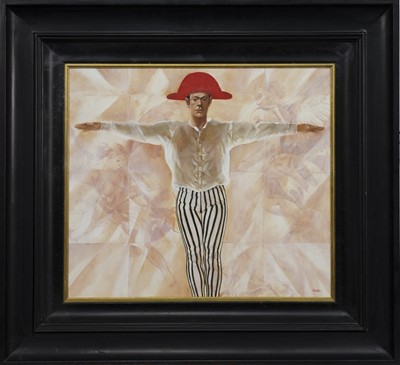 Lot 224 - THE MAN WHO WANTED TO FLY, AN OIL BY ALAN KING