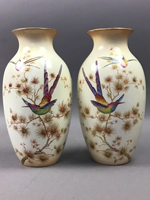 Lot 11 - A PAIR OF EARLY 20TH CENTURY CROWN DUCAL VASES AND ANOTHER