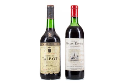 Lot 356 - CHATEAU TALBOT 1969 MEDOC GRAND CRU CLASSE AND CHATEAU MOULIN DORVAL 1972 PUISSEGUIN ST EMILION