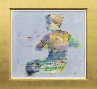 Lot 147 - COCKTAILS, AN OIL BY MURIEL BARCLAY