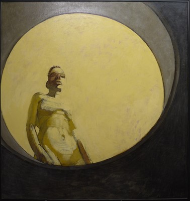 Lot 150 - FIGURE LOOKING DOWN, AN OIL BY ANTHONY SCULLION