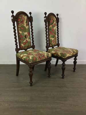 Lot 200 - A PAIR OF OAK HALL CHAIRS AND A PICTURE