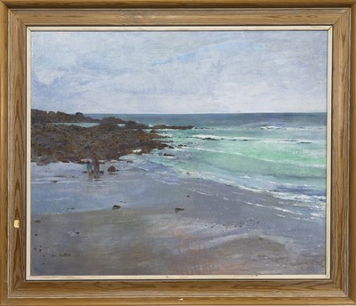 Lot 307 - THE BEACH AT STOER, SUTHERLAND, AN OIL BY ANN PATRICK